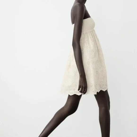 ZARA COMBINATION EMBROIDERED KNIT DRESS - Picture 6 of 8